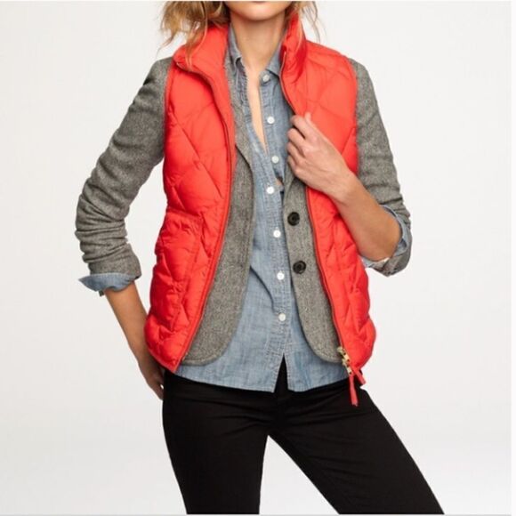 J. Crew Tomato Red/Coral Quilted Vest - Picture 1 of 9